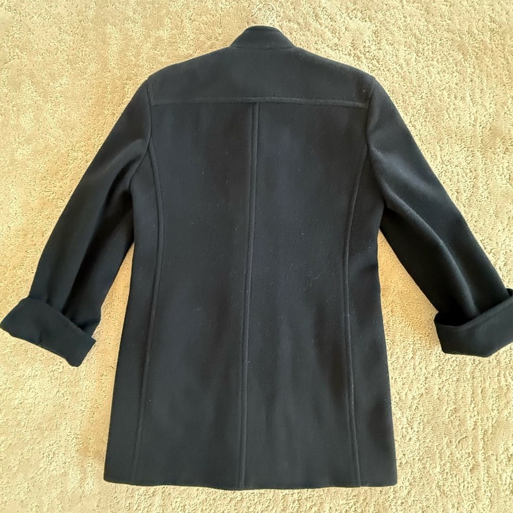 Jaeger Black Wool Coat 8 Made in Great Britain Minimalist - Picture 7 of 8